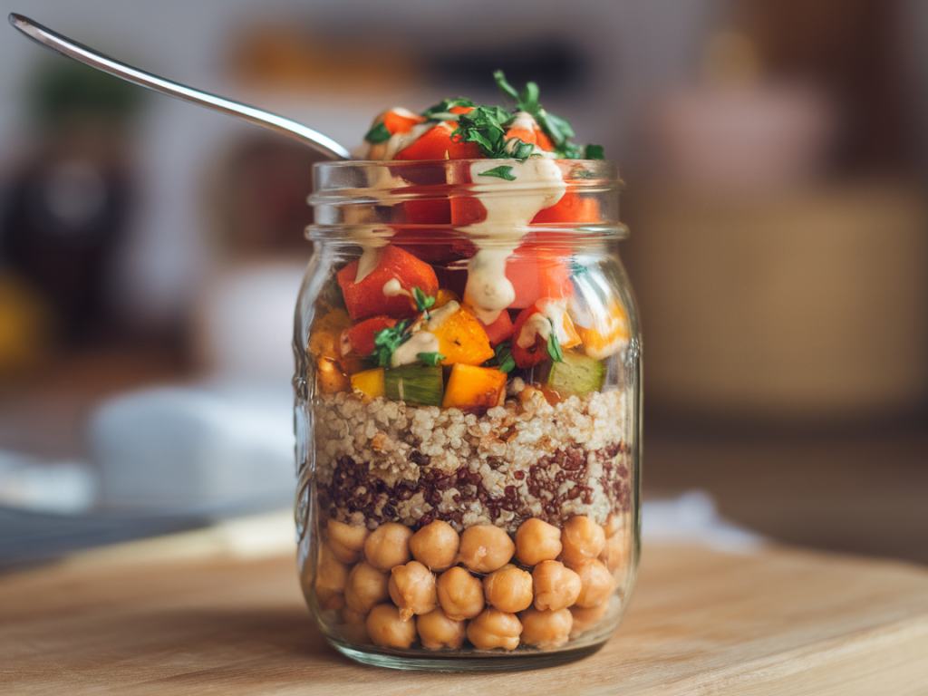 What to pack in a single mason jar lunch to prevent 3pm crashes: portions, macros, and reheating tips